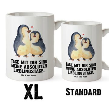 Mr. & Mrs. Panda Tasse Pinguin umarmen - Weiß - Geschenk, Grosse Kaffeetasse, Jumbo Tasse, L, XL Tasse Keramik, Spülmaschinenfest