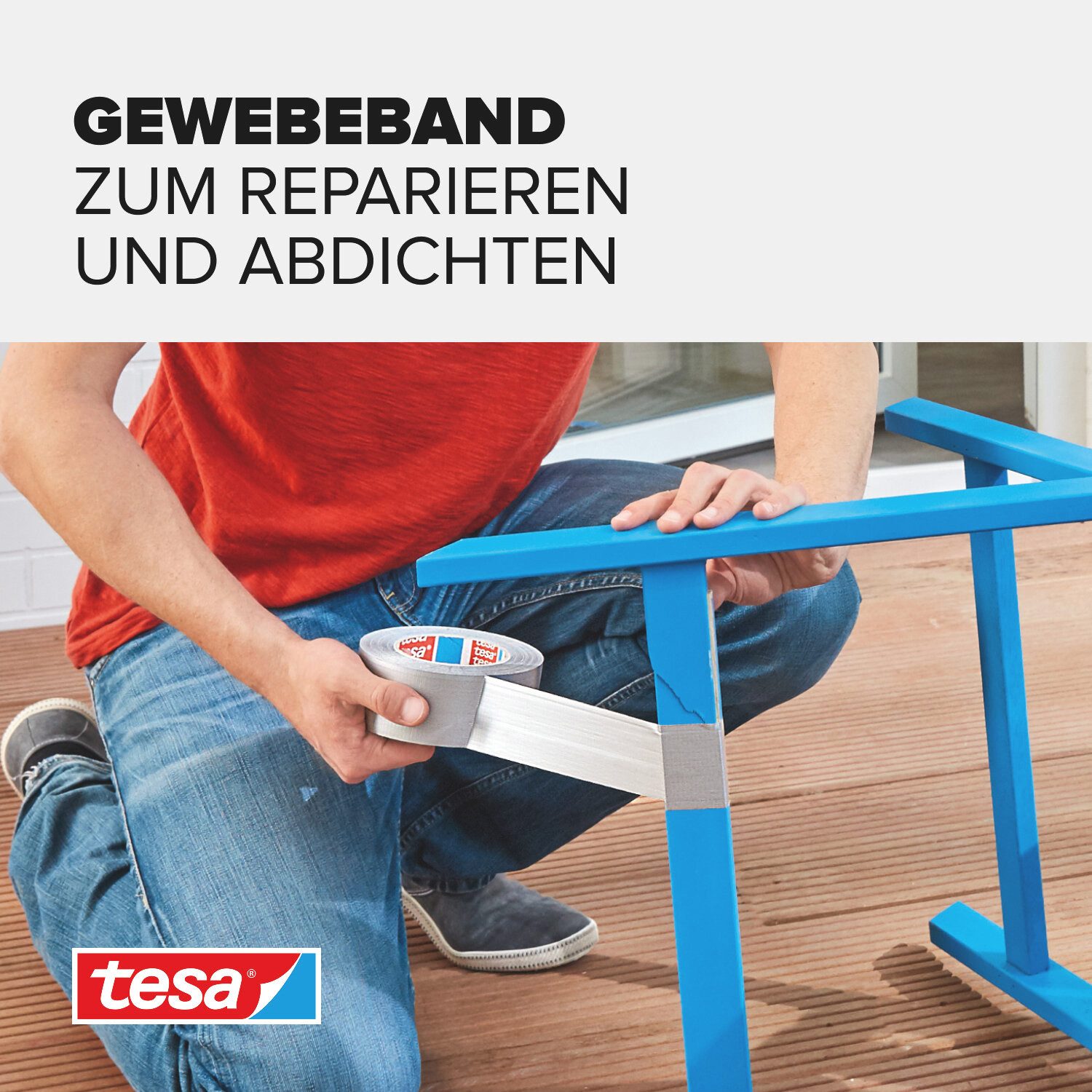 tesa Klebeband (1-St) Gewebeband ideal zum Reparieren, Abdichten & Befestigen - grau