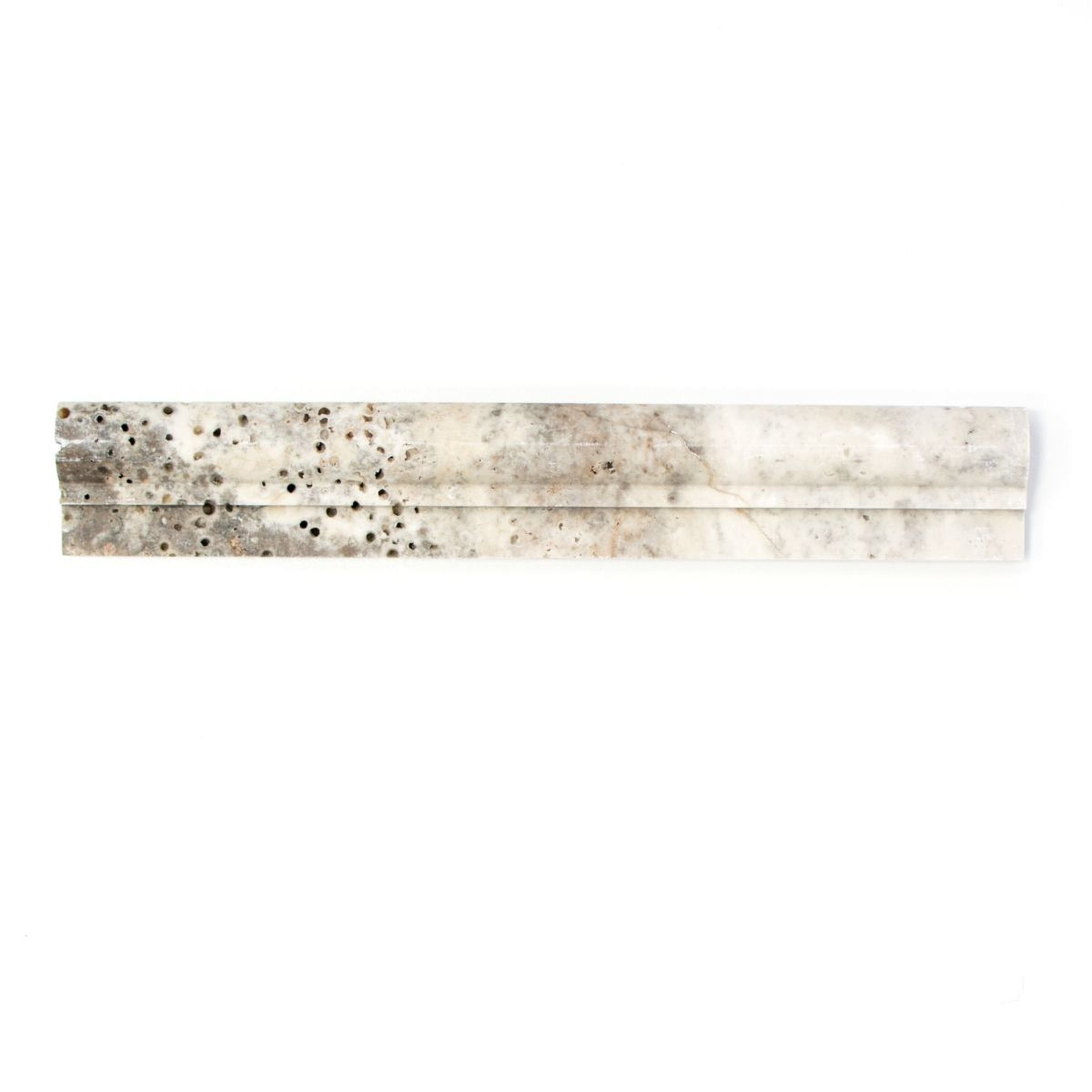 Mosani Fliesen-Bordüre Profil Travertinmosaik Borde weißgrau matt / 10 Stück