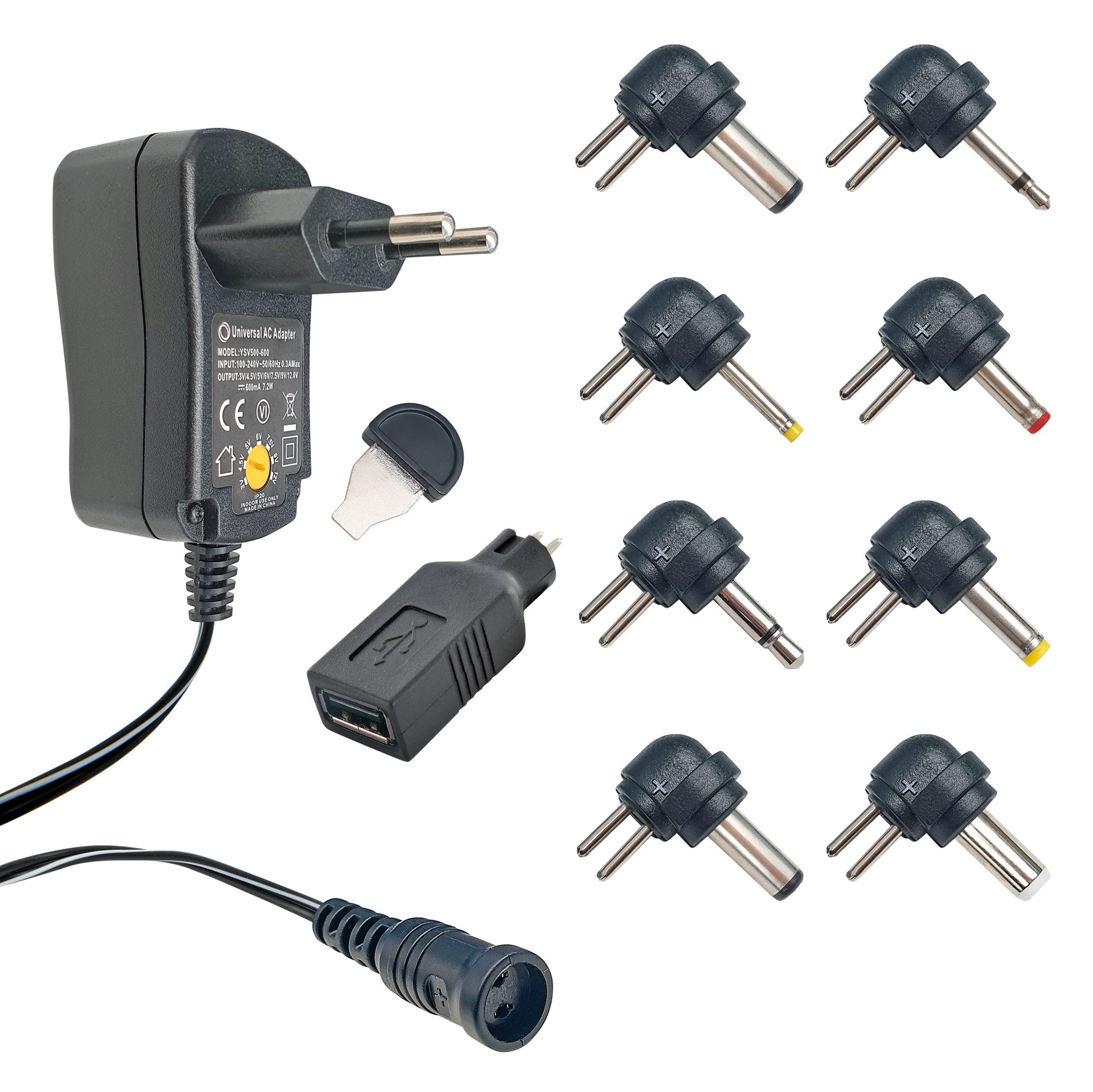 Schwaiger NG600USB 011 Steckernetzteil (Set mit 9 Adaptern, Betriebsanzeige durch LED)