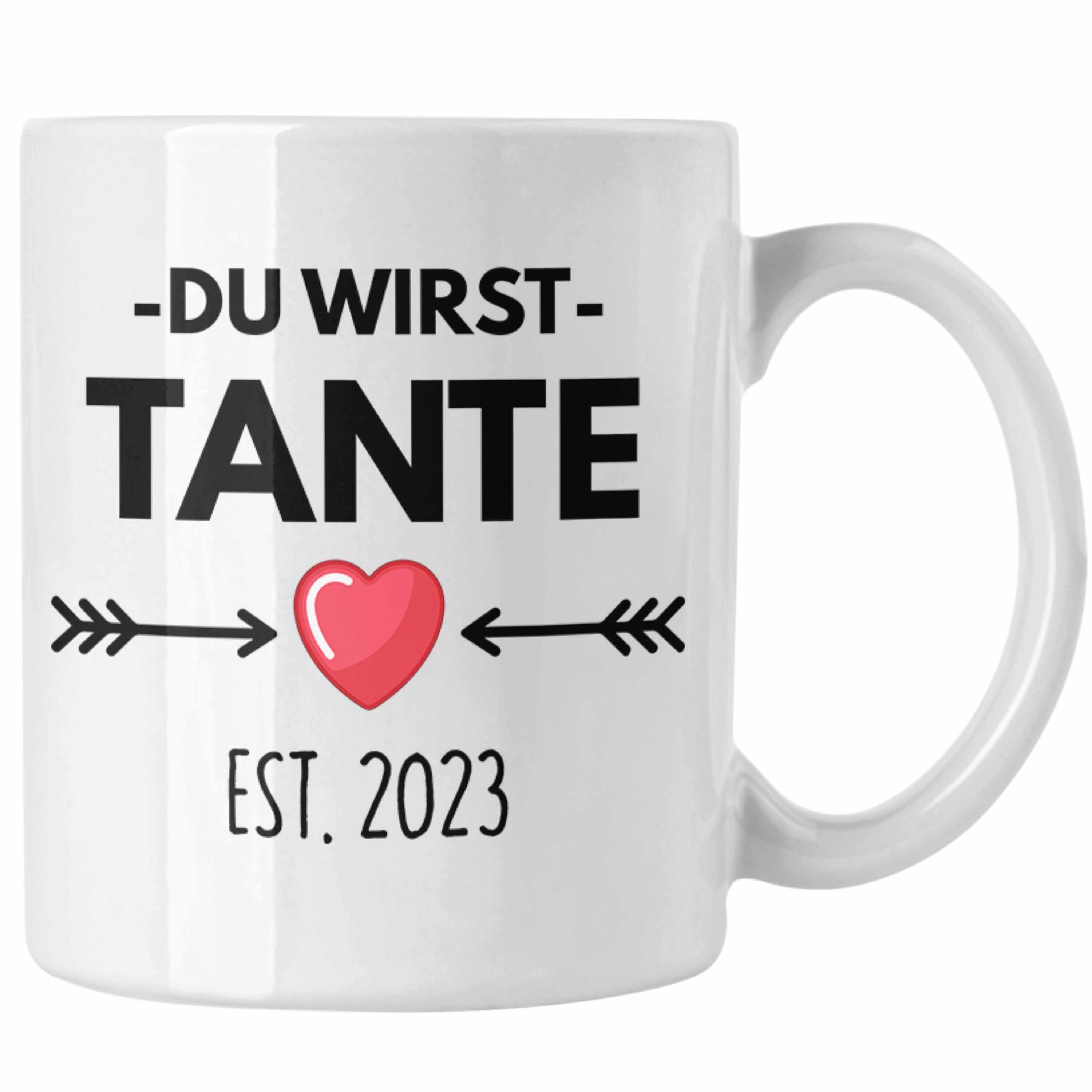 Trendation Tasse Trendation - Tante Du Wirst Tante 2023 Geschenk Schwangerschaft Weiss