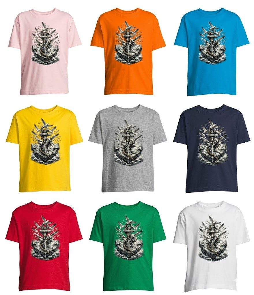 Blondie & Brownie T-Shirt Kinder T-Shirt Anker Maritim Navy Hafen Möwe Retro Küstenmotiv Shirt (Einzelstück, Einzelartikel) Küstenwacht Hafenheld Kinderedition