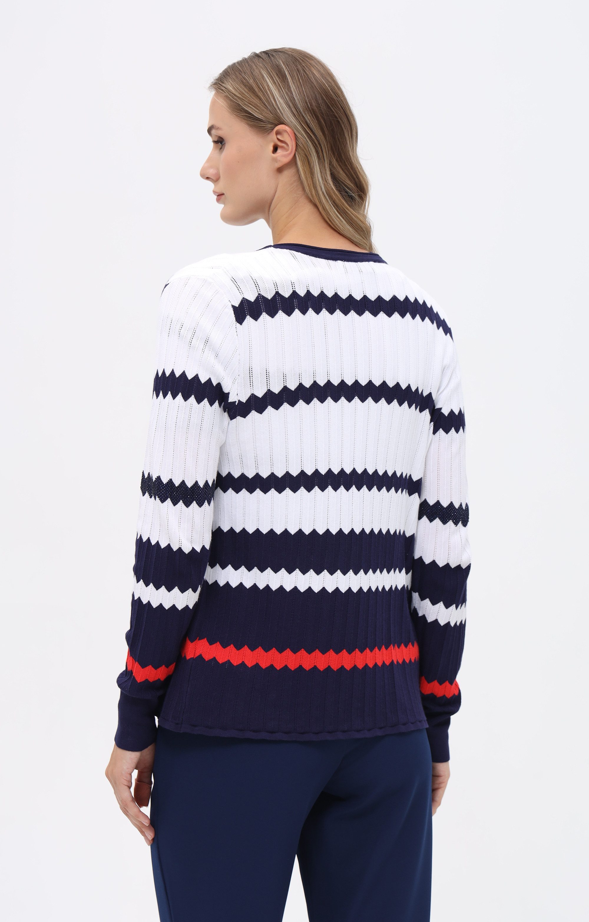 Passioni Cardigan Twinset mit Zick-Zack-Streifen-Design