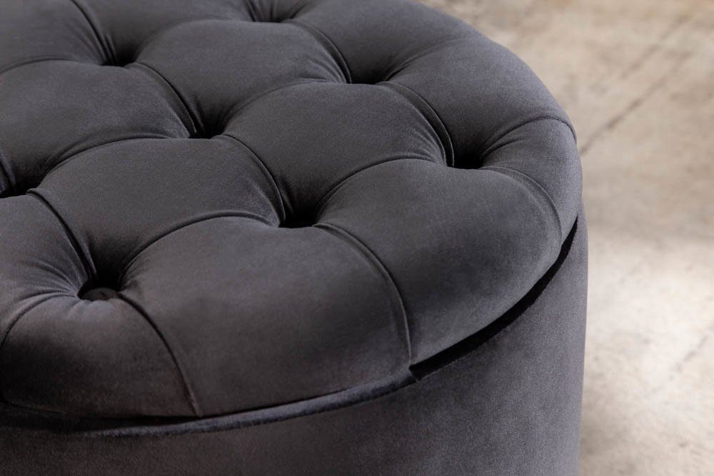 riess-ambiente Hocker MODERN BAROCK 50cm schwarz, Wohnzimmer · Samt · mit Stauraum · Aufbewahrungkorb