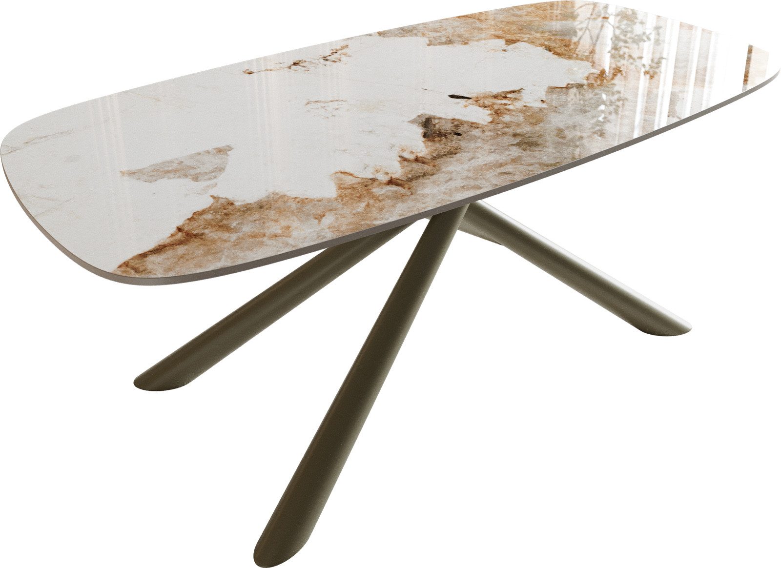DELIFE Couchtisch Edge, Boot 100x50 cm Keramik Minas Melange Sarity Metall Effektfinish Titan