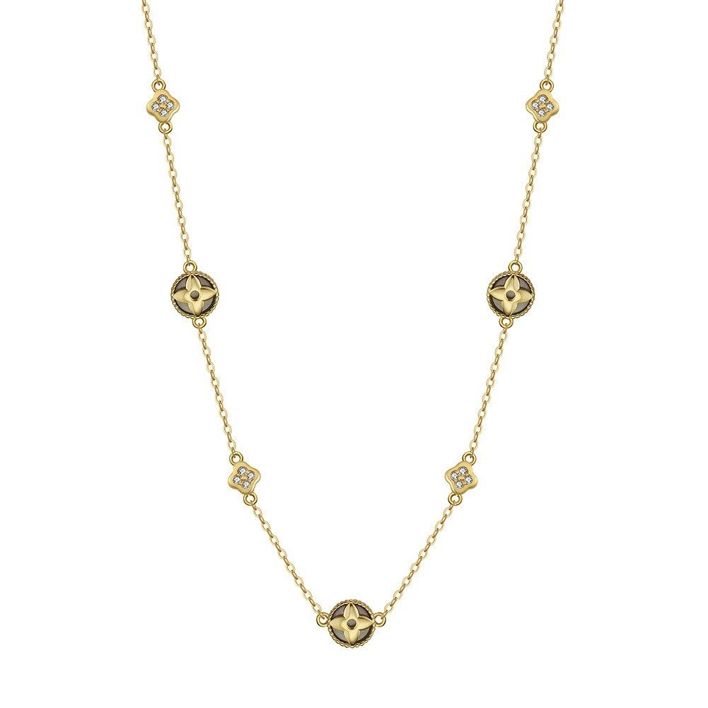 Runde Perlé Perlenkette zarte Kette mit Muschel Kleeblatt, 925er Silber, 14 günstig online kaufen