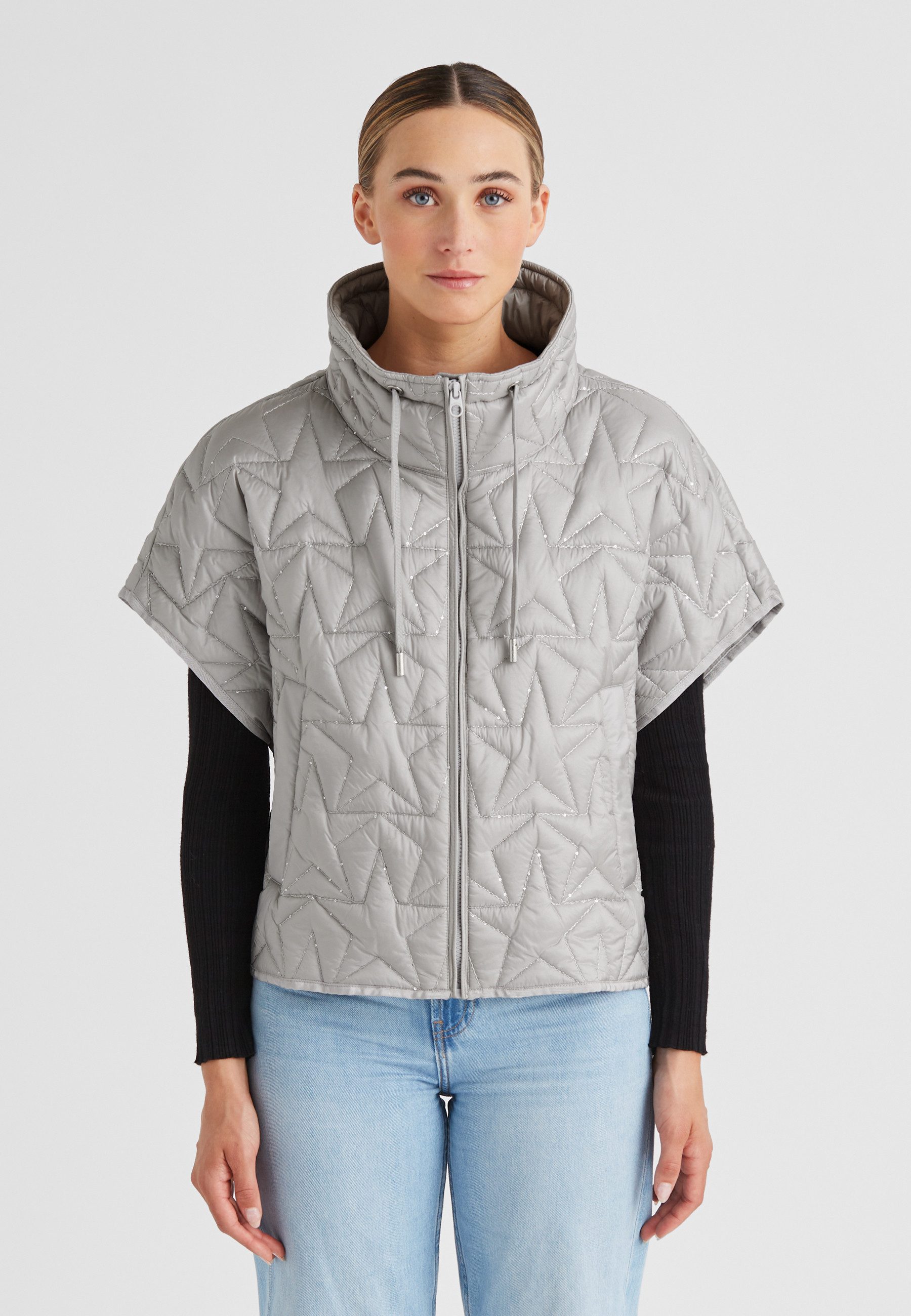 Milestone Steppweste MSFilliastar Damen Weste gesteppt Übergangsweste Pailletten, Tunnelzug