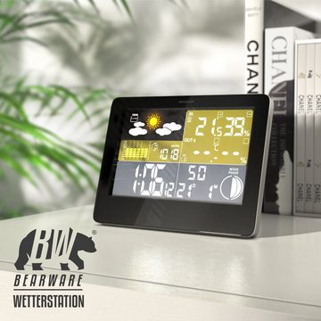 BEARWARE Wetterstation (Außensensor, Funk, LCD Farbdisplay, Wettervorhersage-Piktogramm)