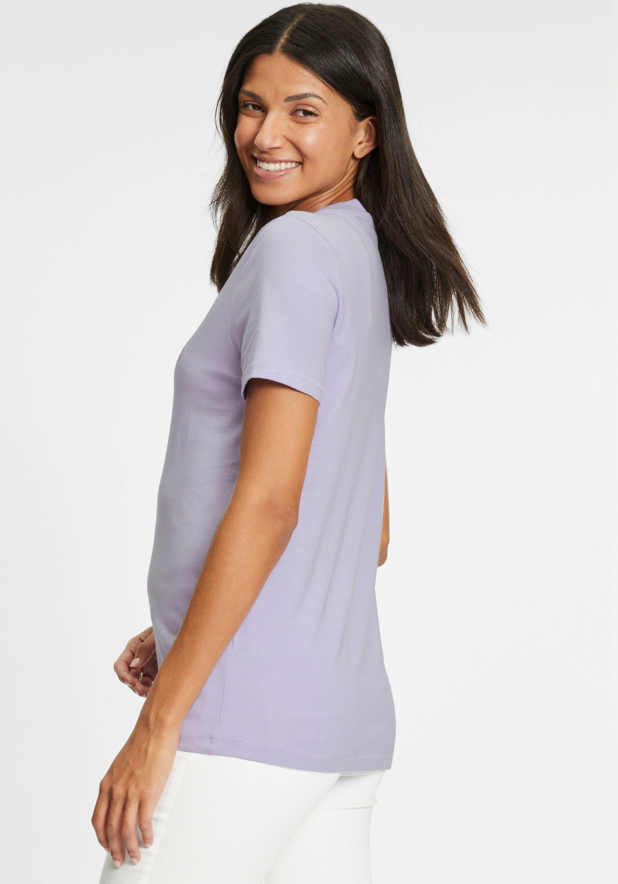Tamaris T-Shirt lavender NEUE - Rundhalsausschnitt mit KOLLEKTION