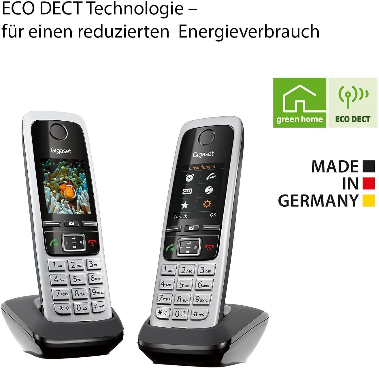 Gigaset Gigaset C430HX DUO - 2 DECT-Mobilteile mit Ladeschale Schnurloses DECT-Telefon (Mobilteile: 2, TFT Farbdisplay & Freisprechfunktion & Klangqualität in HD-Voice)