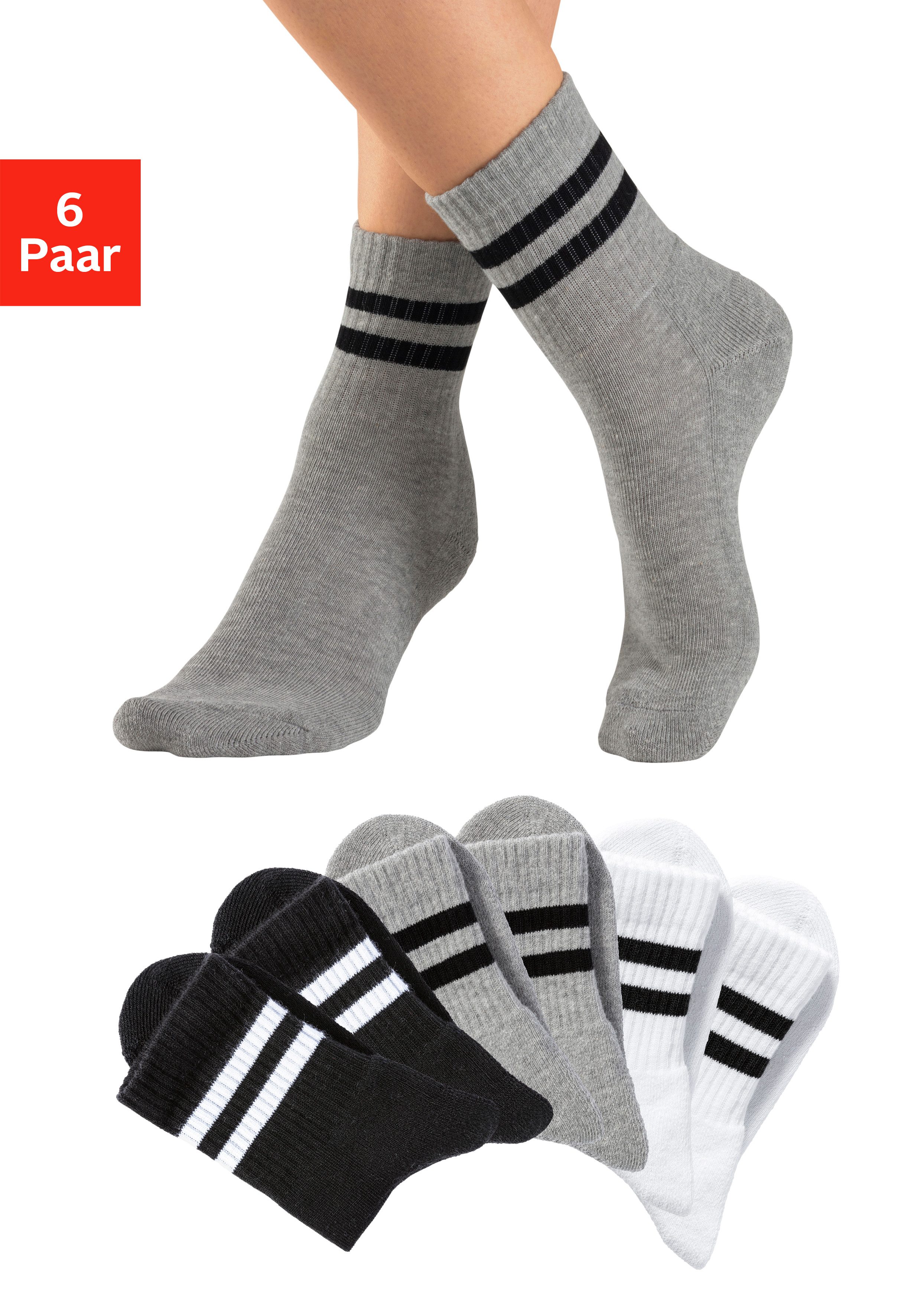 H.I.S Sportsocken (Packung, 6-Paar) klassische Tennissocken mit Streifen günstig online kaufen