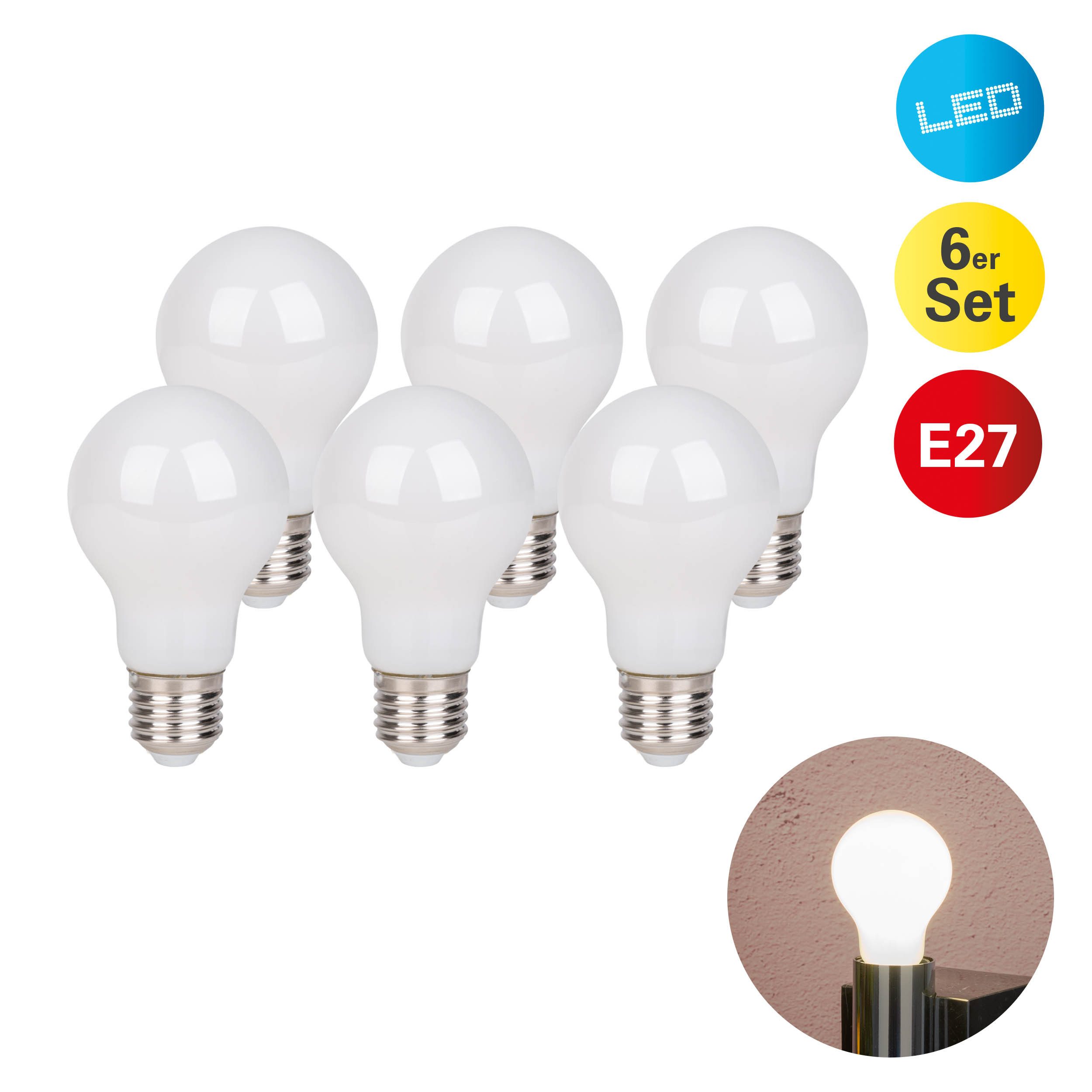 näve LED-Leuchtmittel Bobs, E27, 6 St., Warmweiß, LED 6er Set, Leuchtmittel,6xE27total8,3W, nicht dimmbar