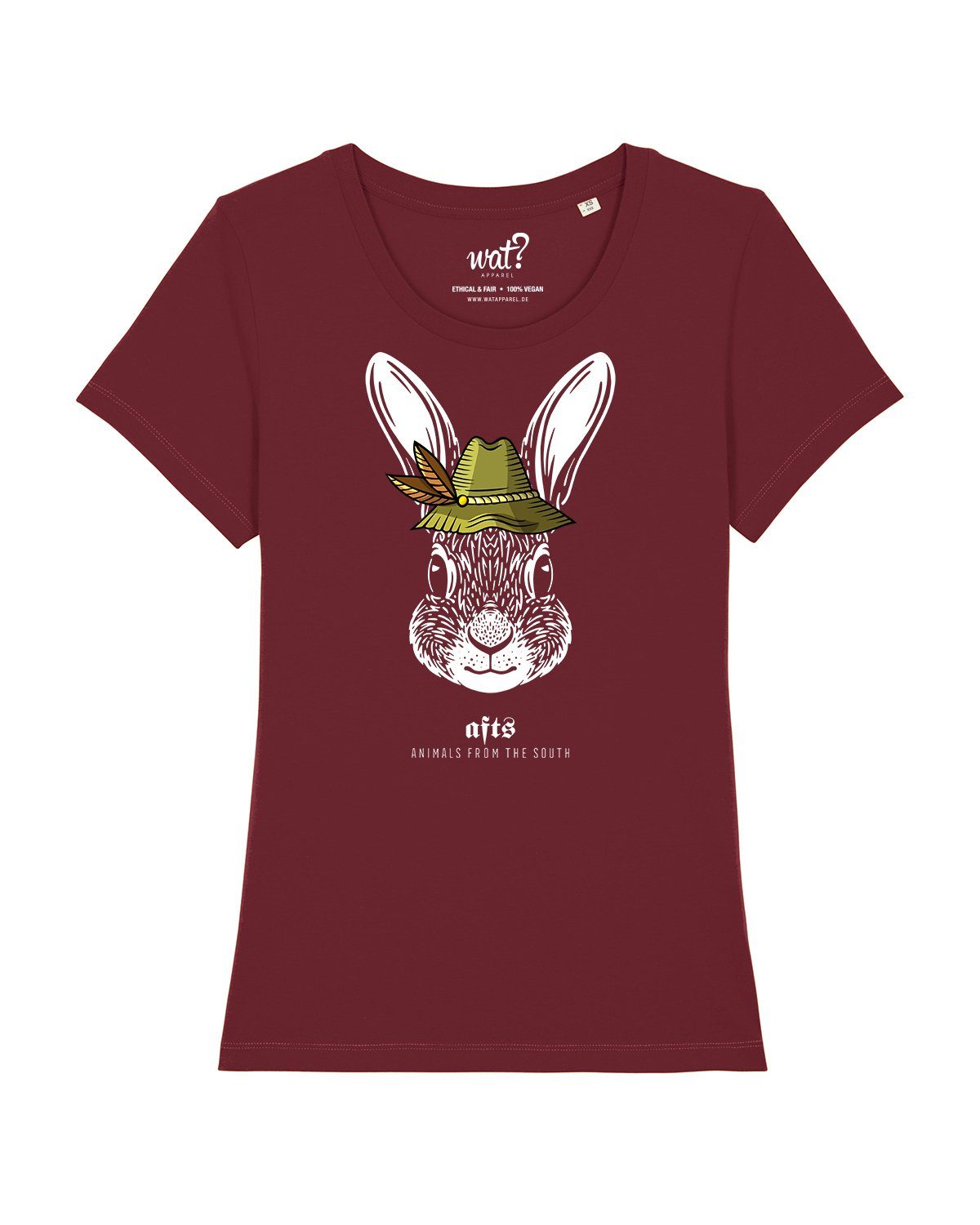 wat? Apparel Print-Shirt [#afts] Hase (1-tlg) weinrot