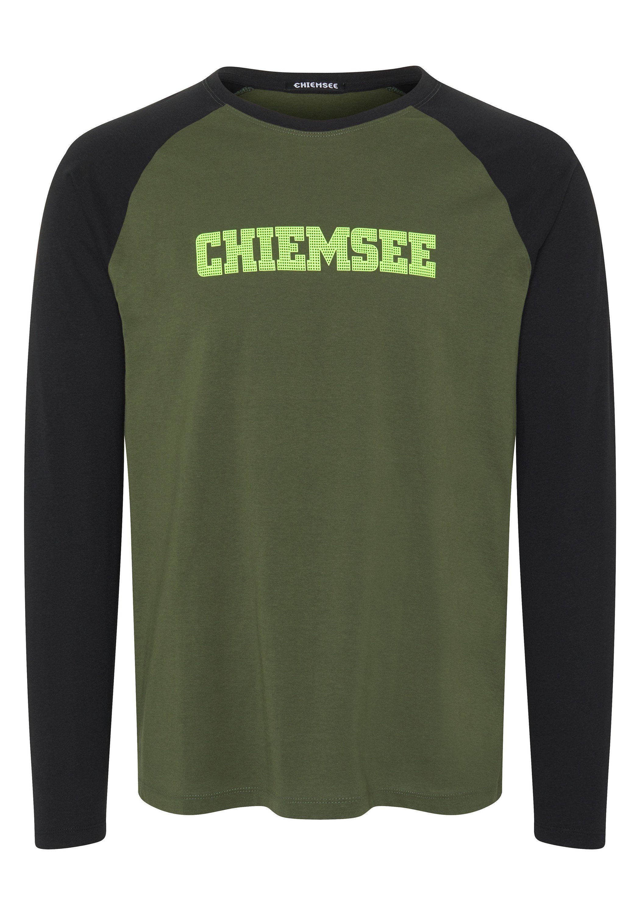 Chiemsee Longsleeve Longsleeve in Two-Tone-Optik Kombu Green 19-0417 Struktur-Logo mit 1