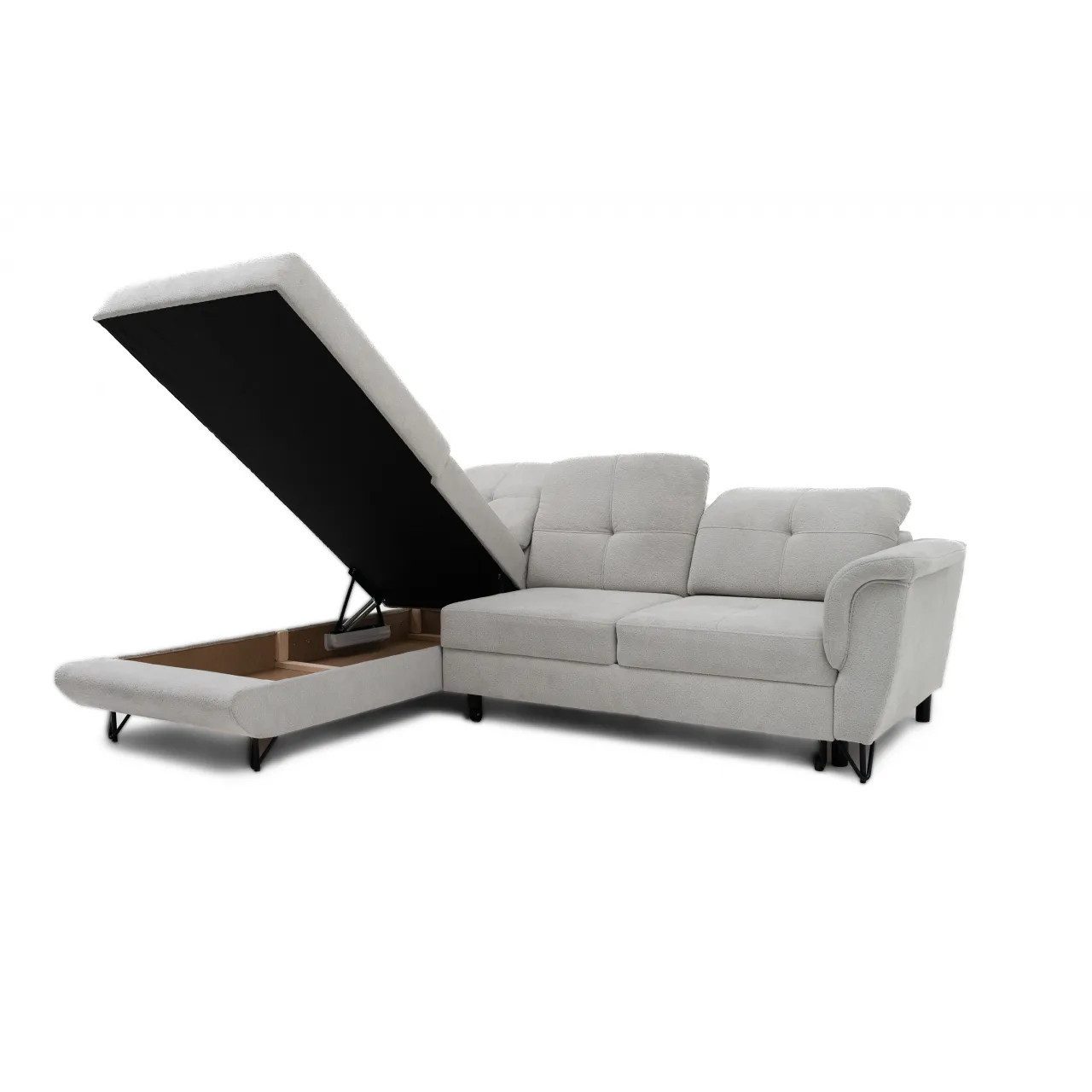 Muffo Ecksofa PIRI, B:240/T:183/H:94CM, Verstellbare Rückenlehne, T30-Schaum + gewellte Feder, hohe Metallfüße