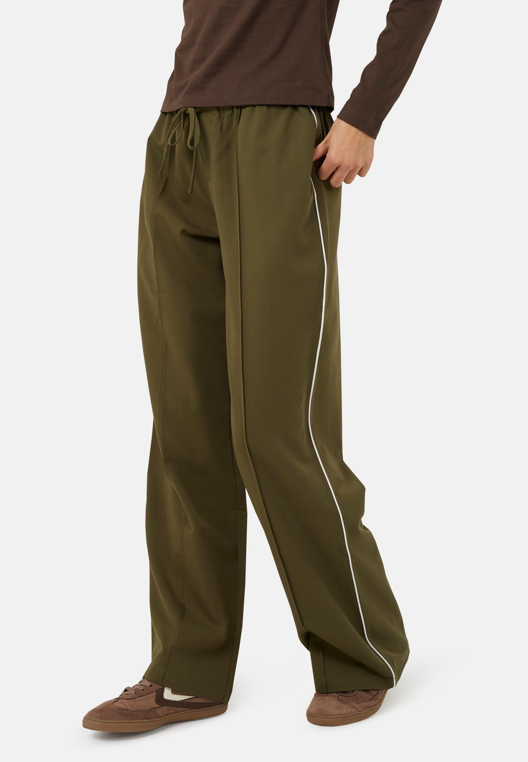 Brave Soul Caprihose Damenhose mit figurnahem Schnitt und Kontrastbund