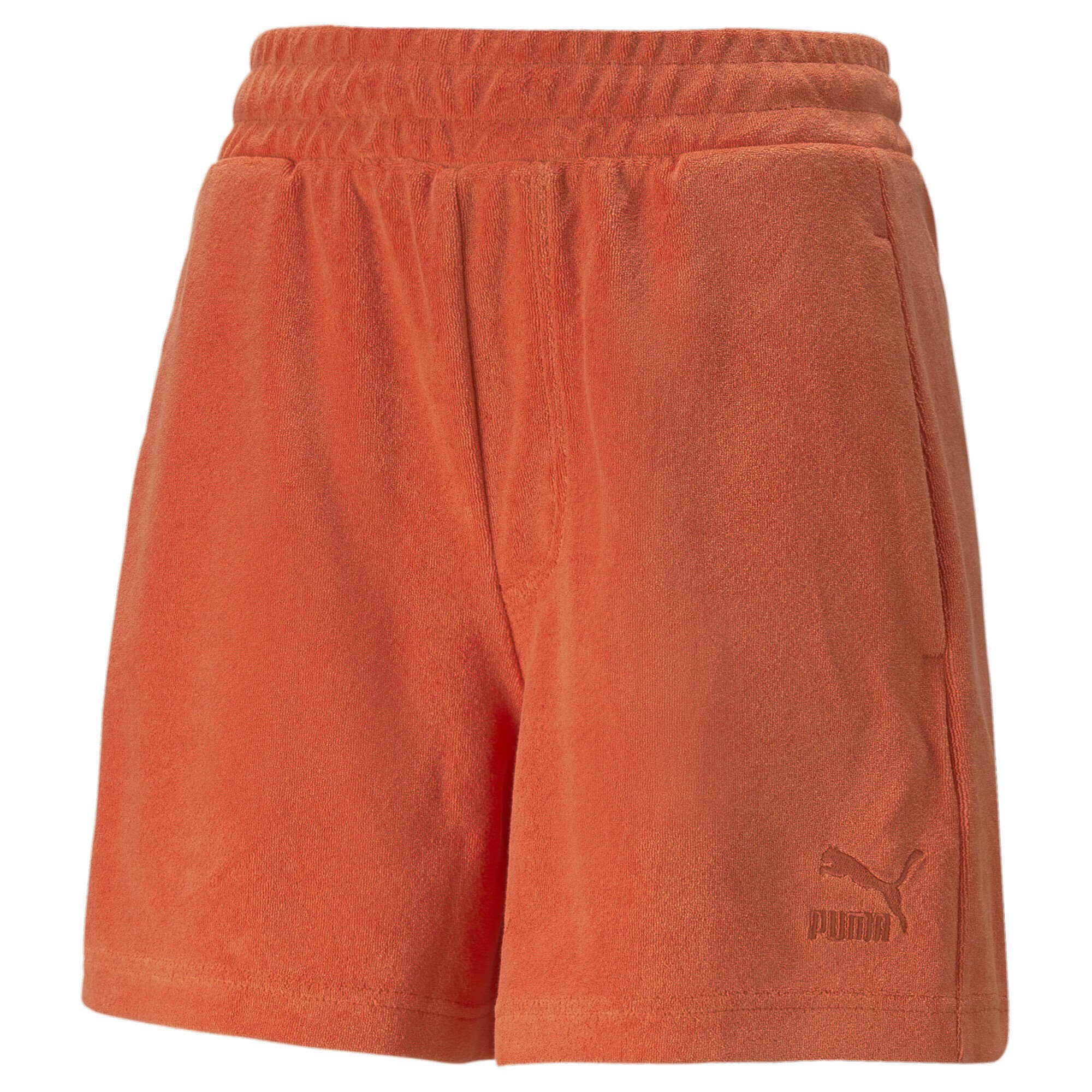 PUMA Sporthose Classics Frottee-Shorts Damen Chili Powder Orange