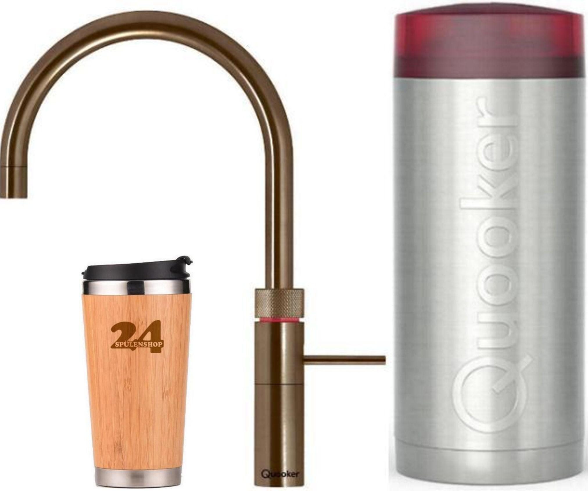 QUOOKER Küchenarmatur QUOOKER FUSION ROUND COMBI+ B Messing 100°C Armatur (22+FRPTN) (2-St) Spültischmischer mit 100°C Kochendwasserfunktion