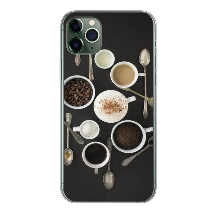MuchoWow Handyhülle Ein Blick von oben auf die Inhaltsstoffe von Kaffee Handyhülle Apple iPhone 11 Pro Max Smartphone-Bumper Print Handy