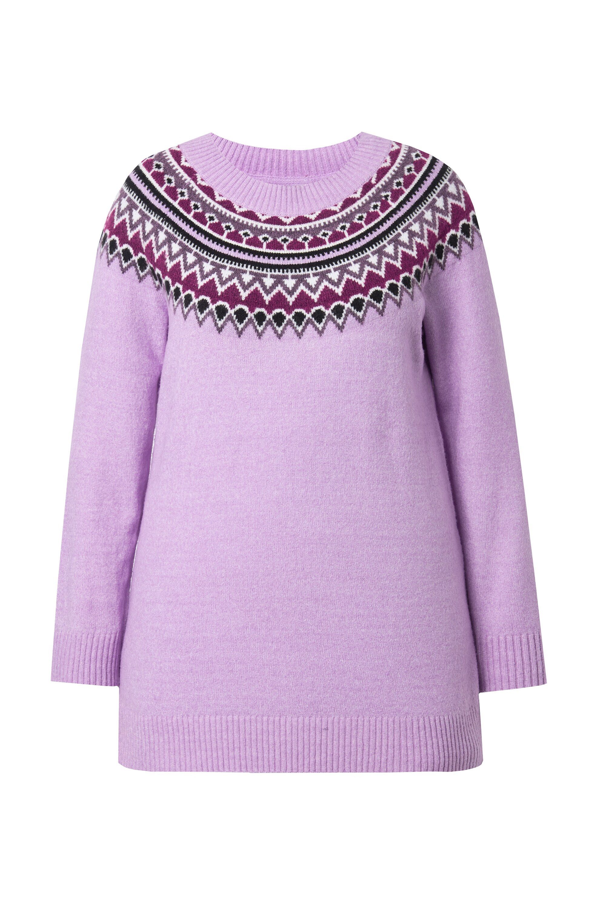 Ulla Popken Strickpullover Norweger-Pullover Rundhals Raglan-Langarm günstig online kaufen