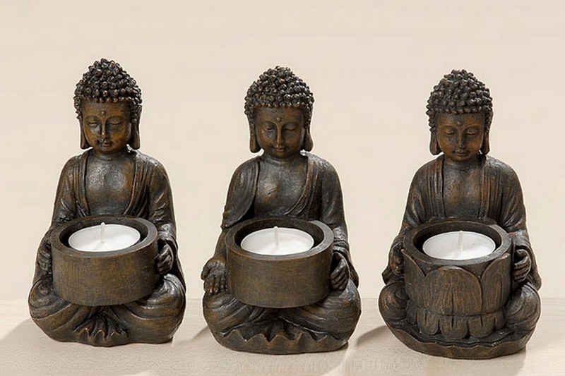 BOLTZE Teelichthalter Buddha 3er-Set - Teelichthalter