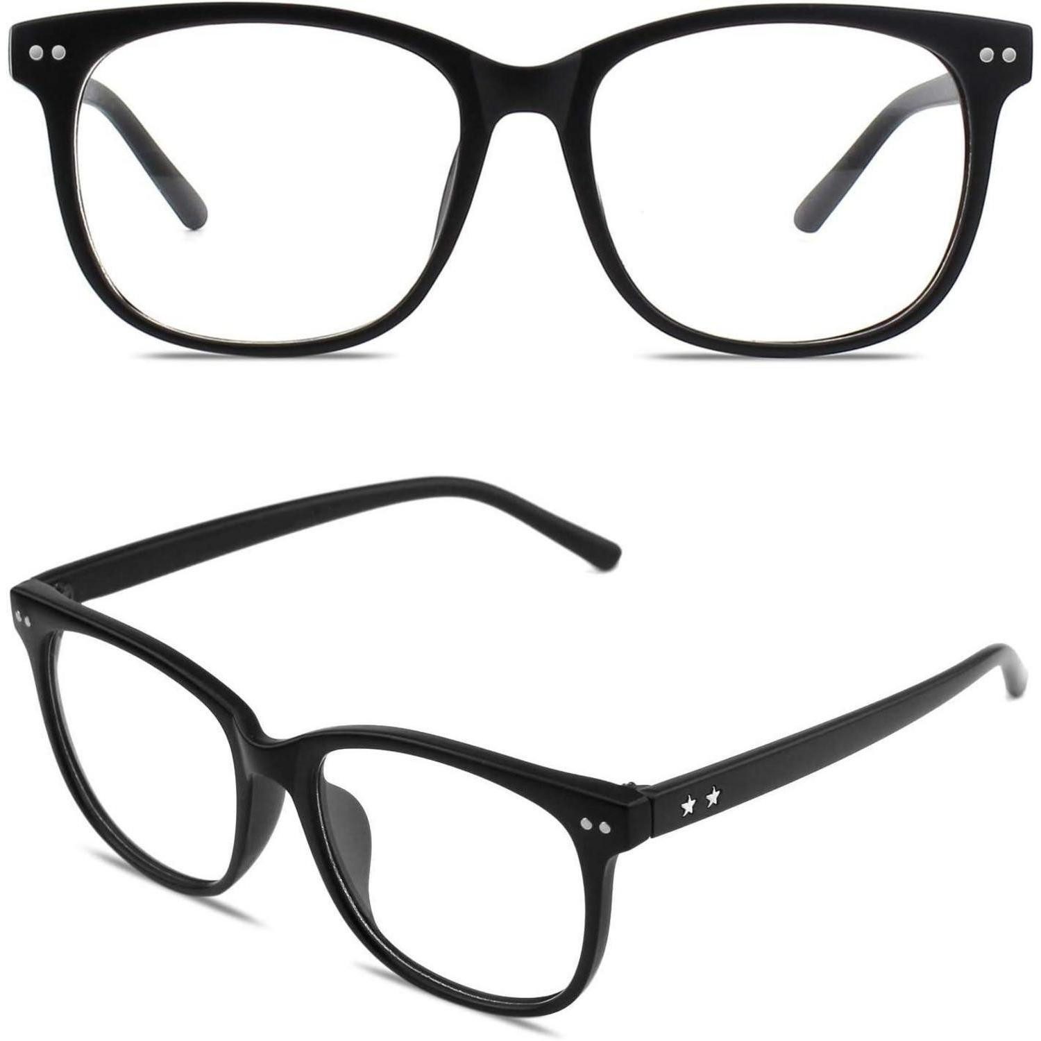 LuxusKollektion Brille Hornbrille Nerdbrille Damen Herren UV400 ohne Stärke 1.1 Matt Schwarz