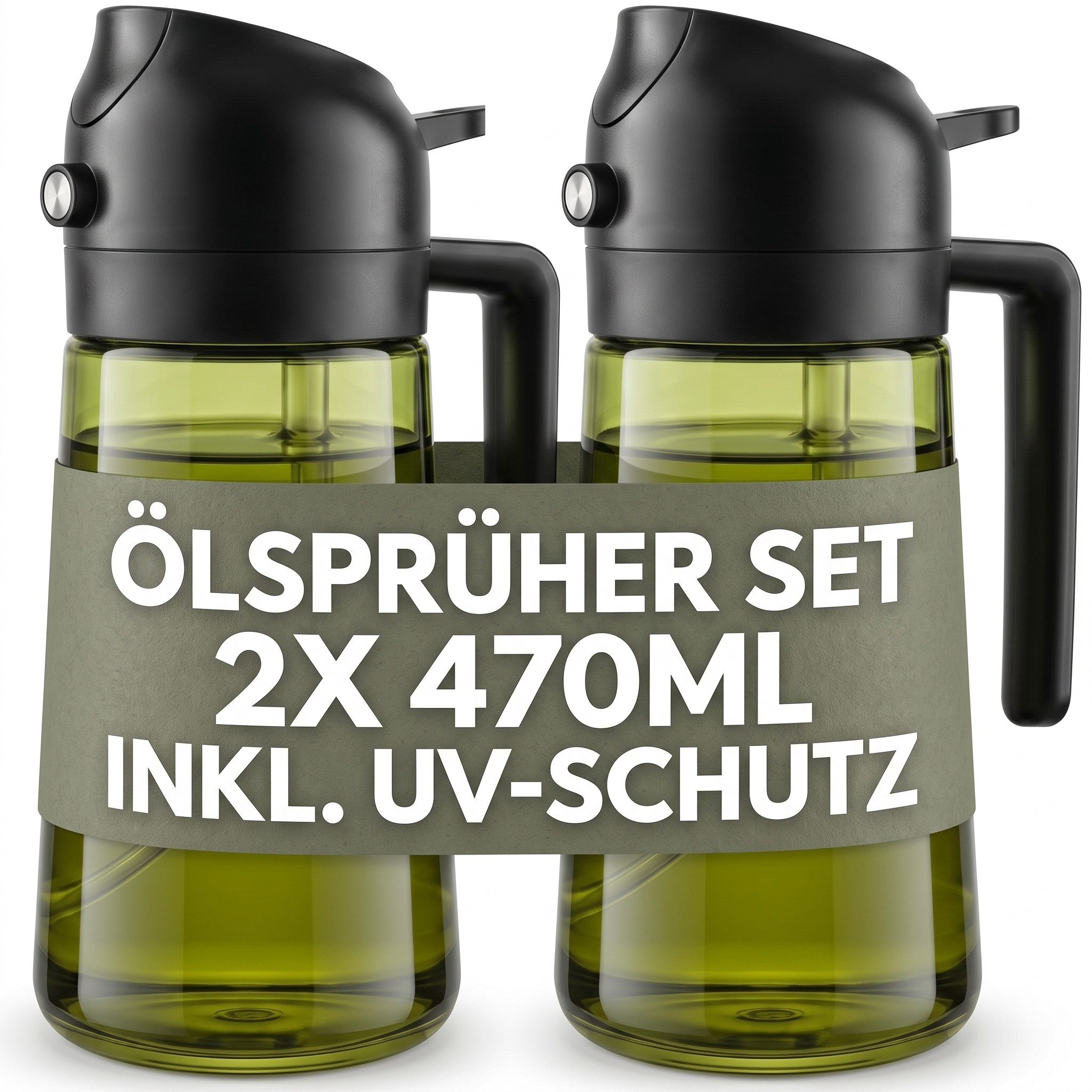 LINFELDT Ölspender 2in1 Ölsprüher 470ml aus Glas mit UV-Schutz, (Set, 2-tlg., 2 Ölsprüher), UV-Schutz