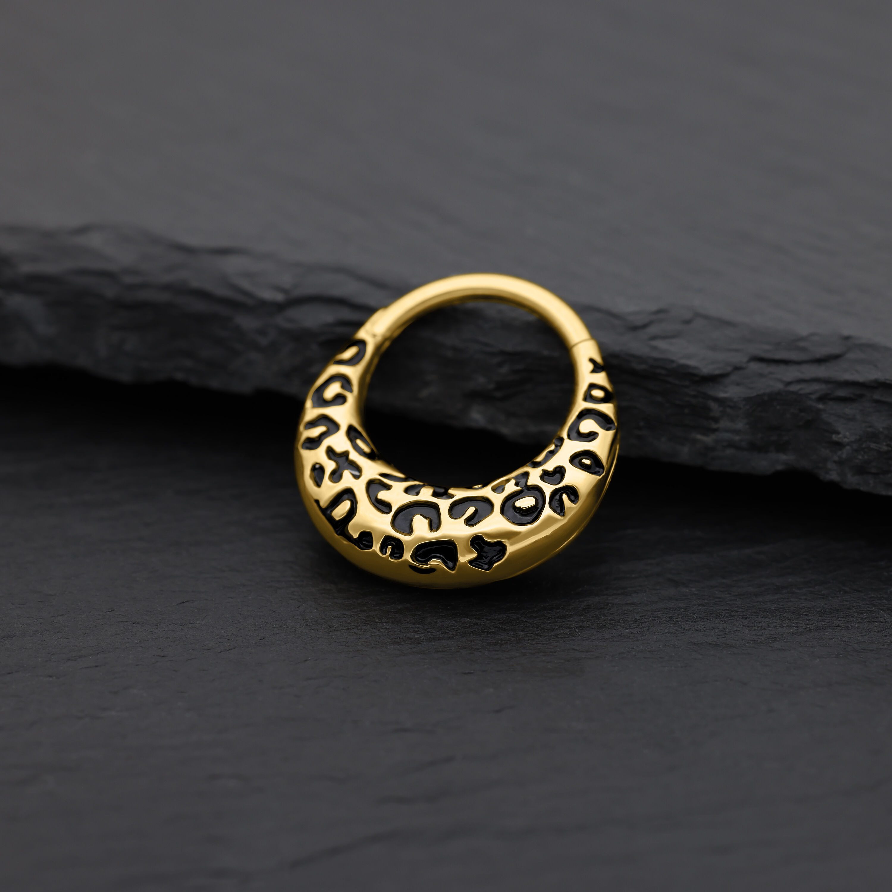 Wildcat Nasenpiercing Leopard Septum Clicker für Ohr, Nase, Durchmesser: 8,0mm, 1 Stück, Titan Grad 23 - wasserfest, hautverträglich, Gold