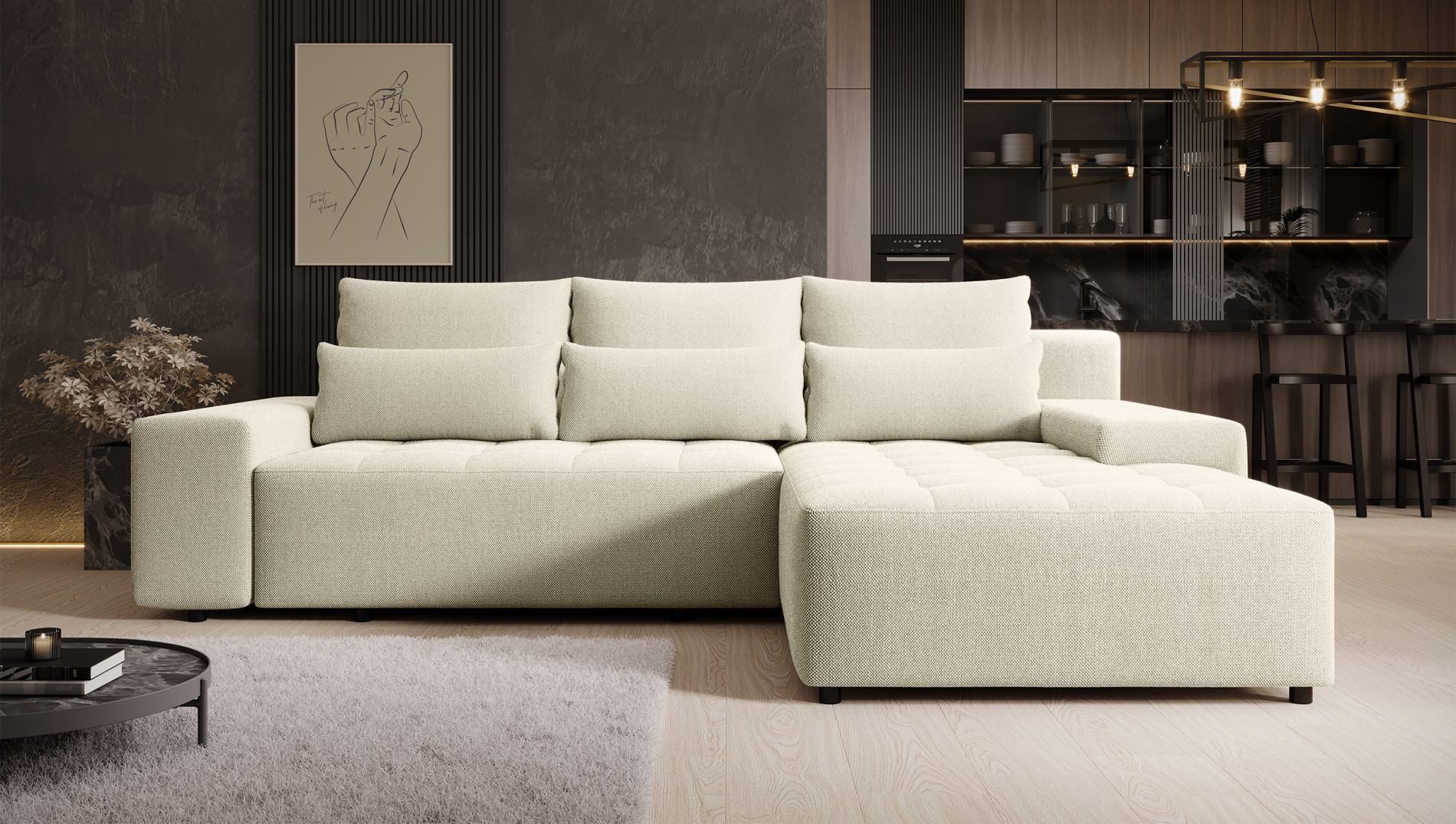 Selsey Ecksofa NELURO, mit Schlaffunktion, wasserabweisendem Chenille, universell, 268 cm