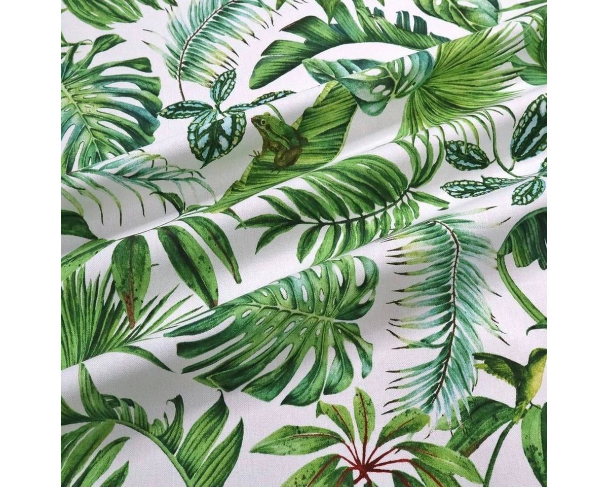 Thumbnail - Stofferia Stoff Dekostoff Halbpanama Botanical Leaves, Breite 140 cm, Meterware