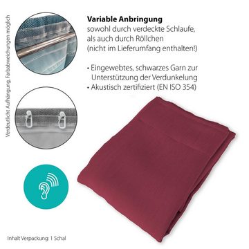 Gardine Thermovorhang mit verdeckter Schlaufe Bordeaux Uni 140 cm x 245 cm, Schlaufen (1 St), abdunkelnd, Thermo