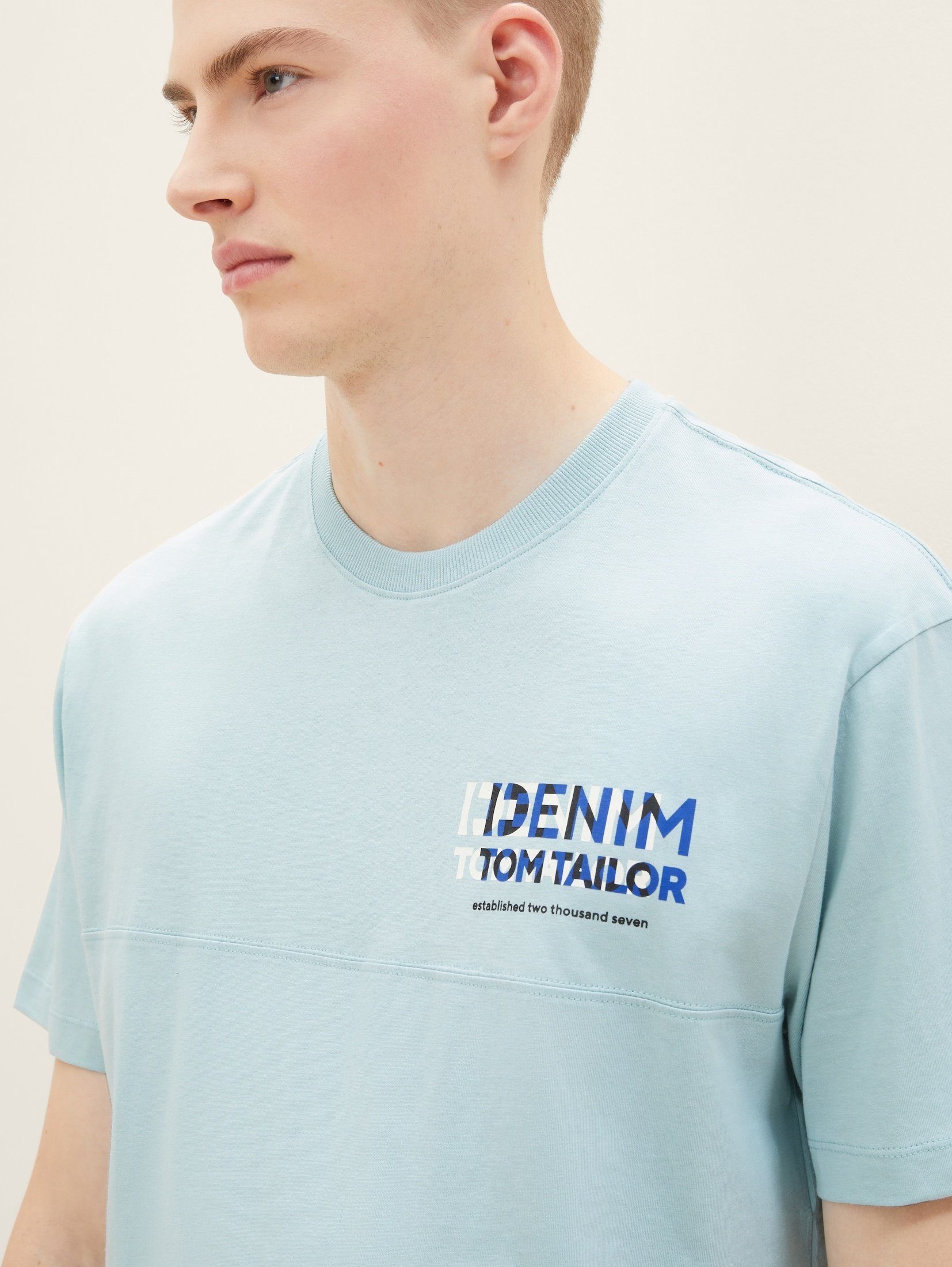 Denim TOM blue mit TAILOR Bio-Baumwolle mint T-Shirt T-Shirt dusty