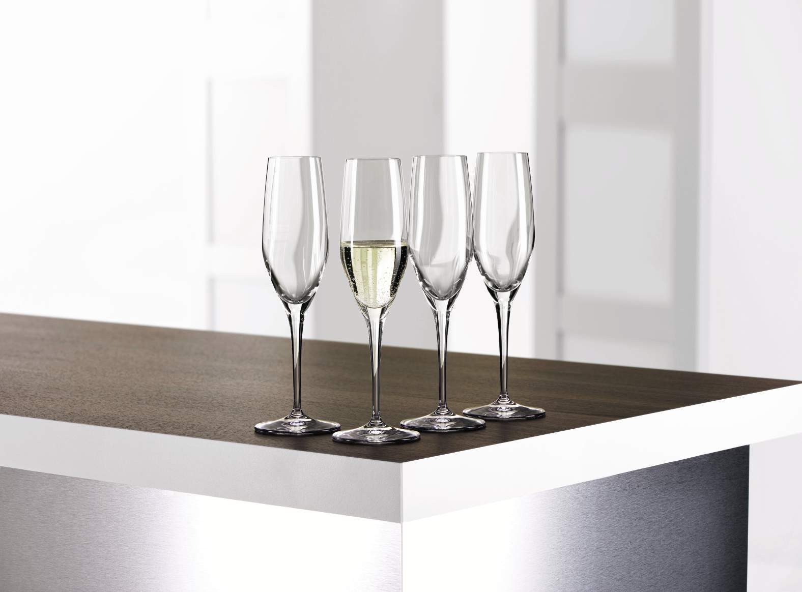 SPIEGELAU Glas Authentis Champagner Flöte, 4-tlg., Kristallglas