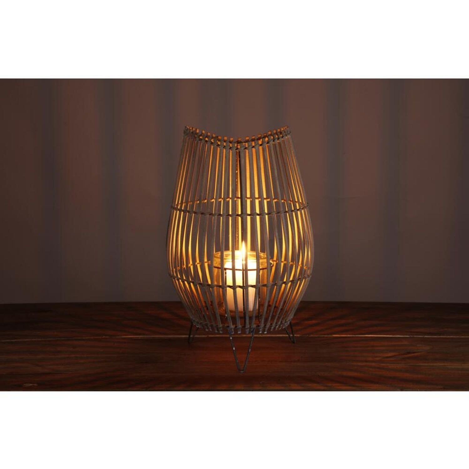 Laterne Bambus BURI Innendekoration Beleuch 2x Kerzenlaterne Windlicht Lampe Kerzenhalter