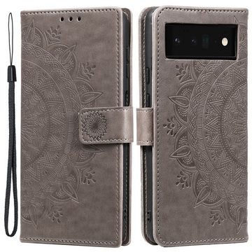 CoverKingz Handyhülle Hülle für Google Pixel 6 Pro Handyhülle Tasche Flip Case Cover Etui 16,5 cm (6,5 Zoll), Klapphülle Schutzhülle mit Kartenfach Schutztasche Motiv Mandala