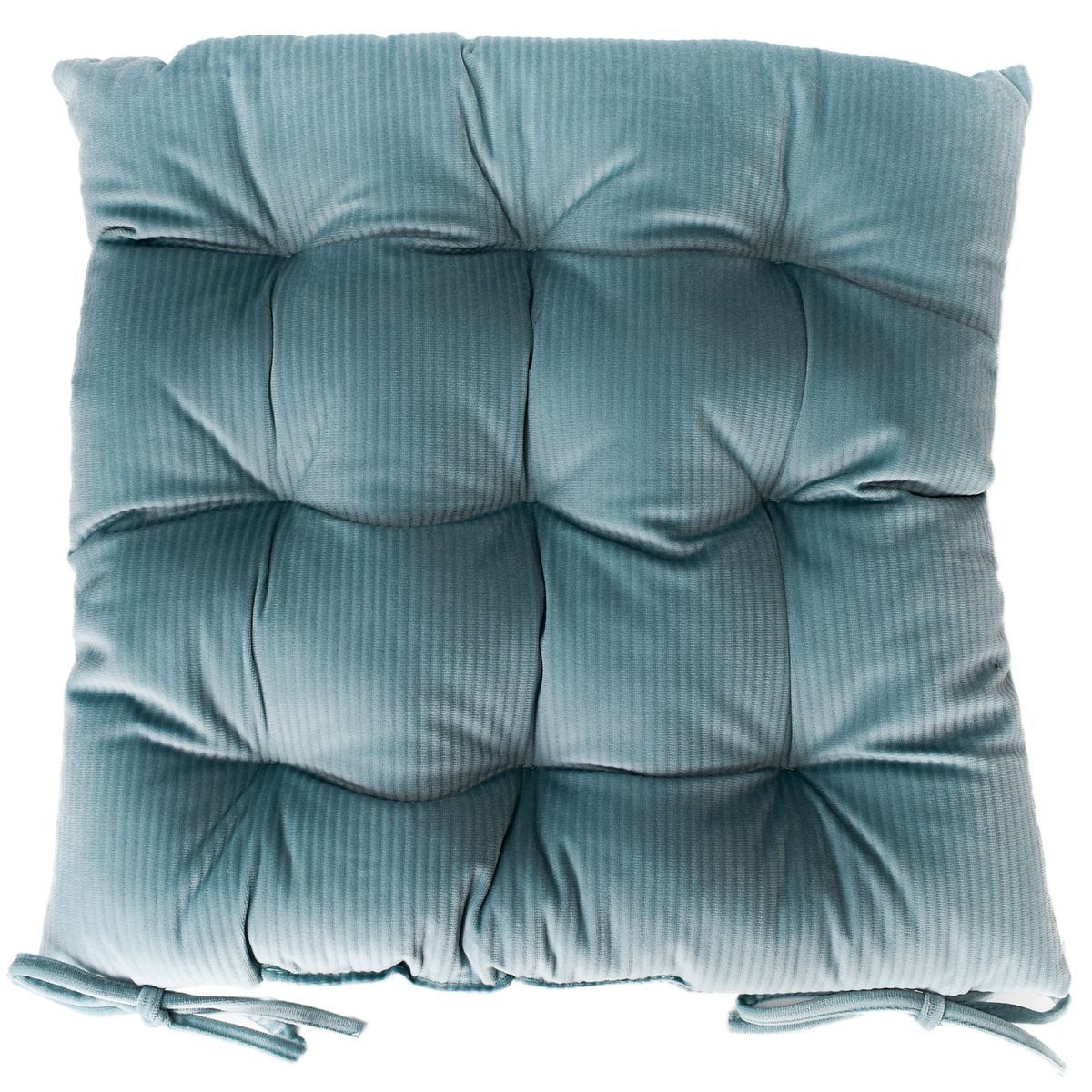 Marabellas Shop Подушки Samt Подушка для стула 40 x 40 cm einfarbig gestreift mit 9 Punktesteppung, inkl. Kordelbänder