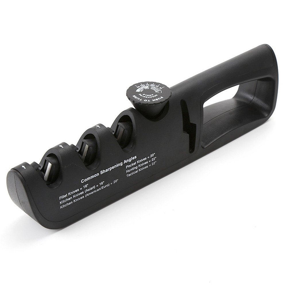 XDeer Messerschärfer 4-in-1 Messerschärfer - Profi-Messerschärfer Wolframstahl, Einstellbaren Winkelknopf - Ergonomischer Griff - schwarz
