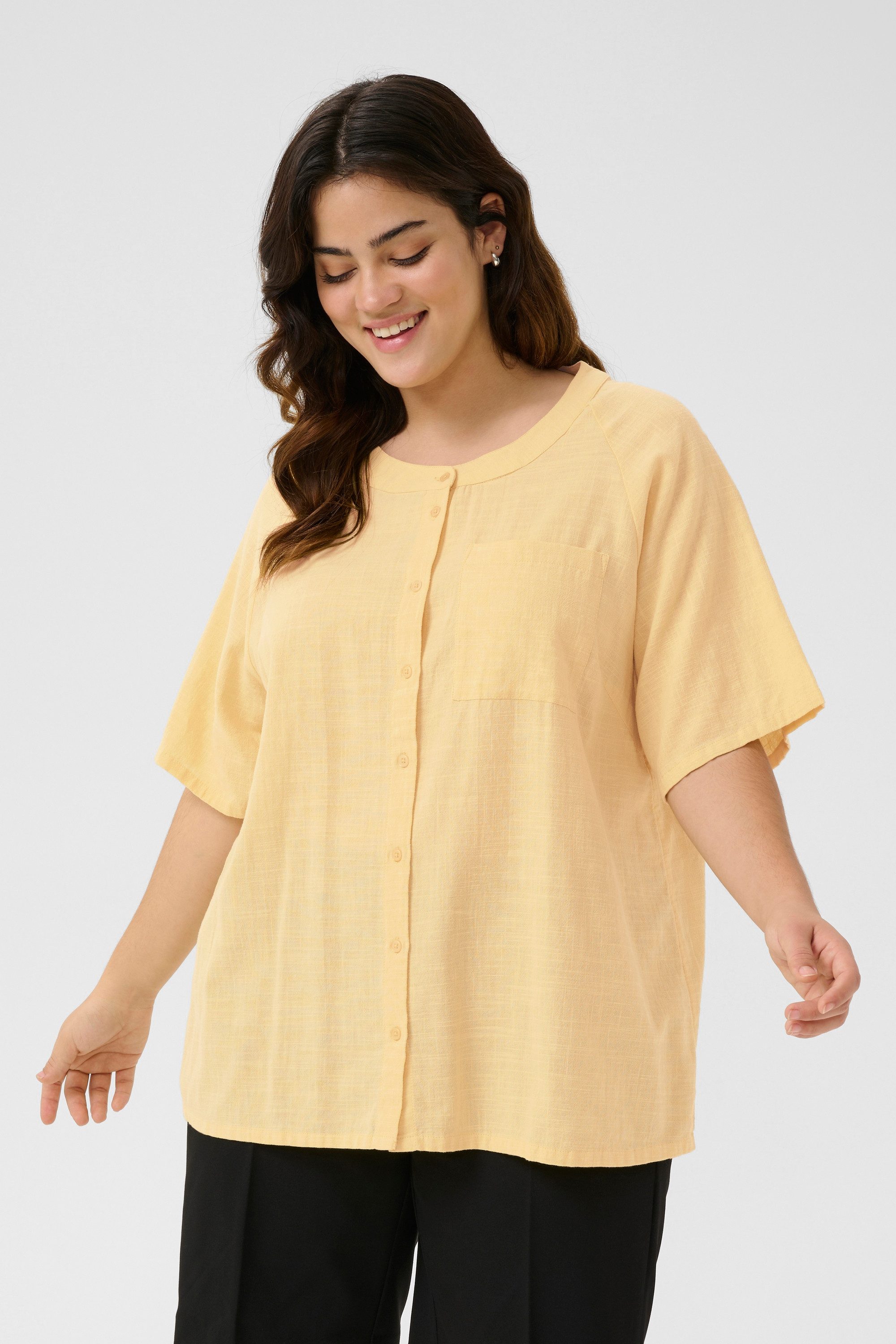 KAFFE Curve Langarmhemd Langarm - Hemd KCpaula Große Größen