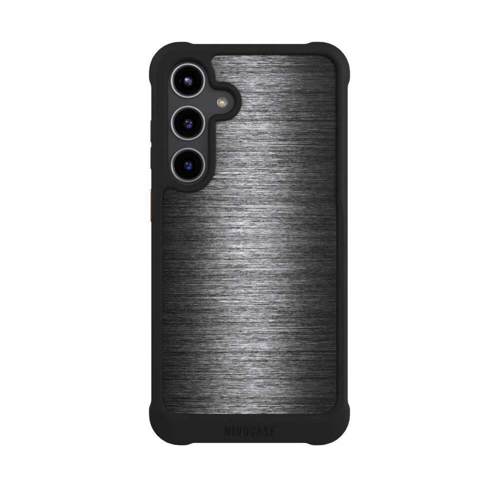 NIVOCASE Handyhülle Metallic Look Metal Anthrazit Metal Look - Anthrazit, Samsung Galaxy S24+ Hülle Stoßfeste Handyhülle NIVOmax Case Schwarz