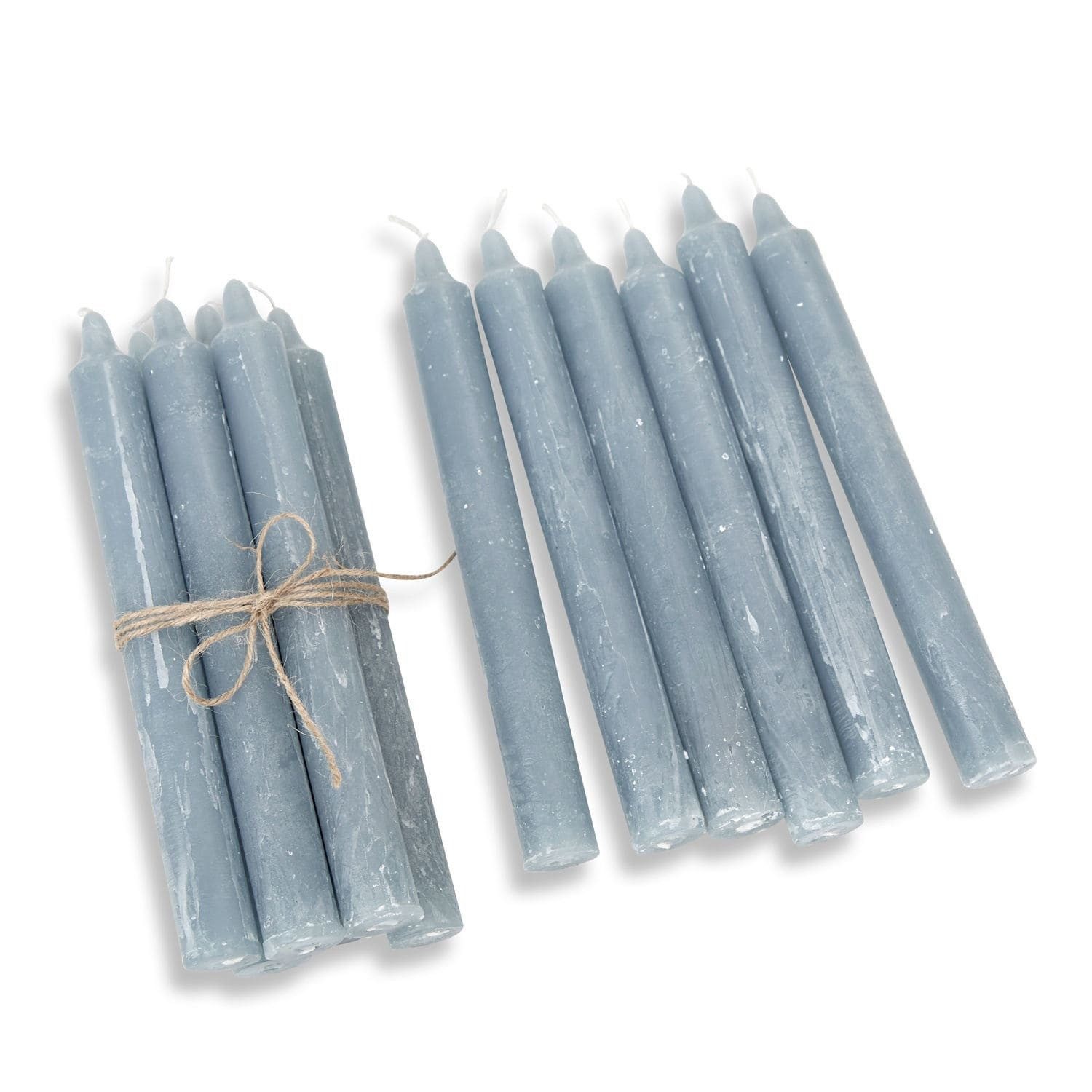 Mirabeau Stumpenkerze Kerze 12er Set Bauceau graublau (12er Set, 12er Set), none