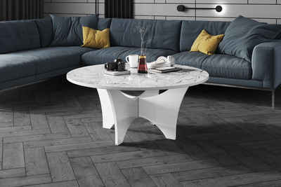 designimpex Couchtisch Design HRA-111 Hochglanz Wohnzimmertisch Rund Tisch 100 cm x 40 cm