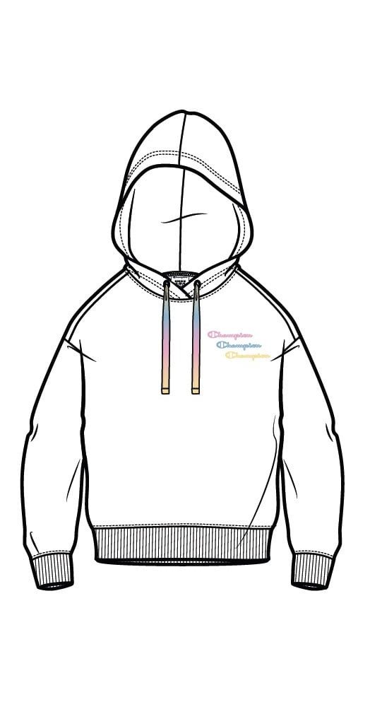 Champion Kapuzenpullover (Baumwolle Hoodie) Boxy weiss Damen