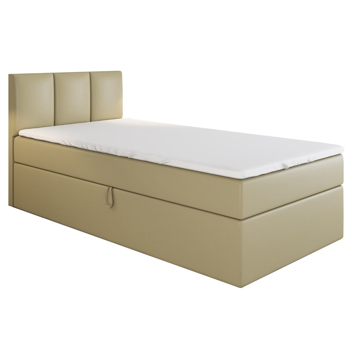 A&J MöbelLand GmbH Boxspringbett Einzelbett NASI mit Bettkasten, Topper und gepolstertem Kopfteil. (Boxspringbett mit Bettkasten und gepolstertem Kopfteil. Inclusive Topper !, TOP ANGEBOT), Länge 208 cm Höhe 106 cm