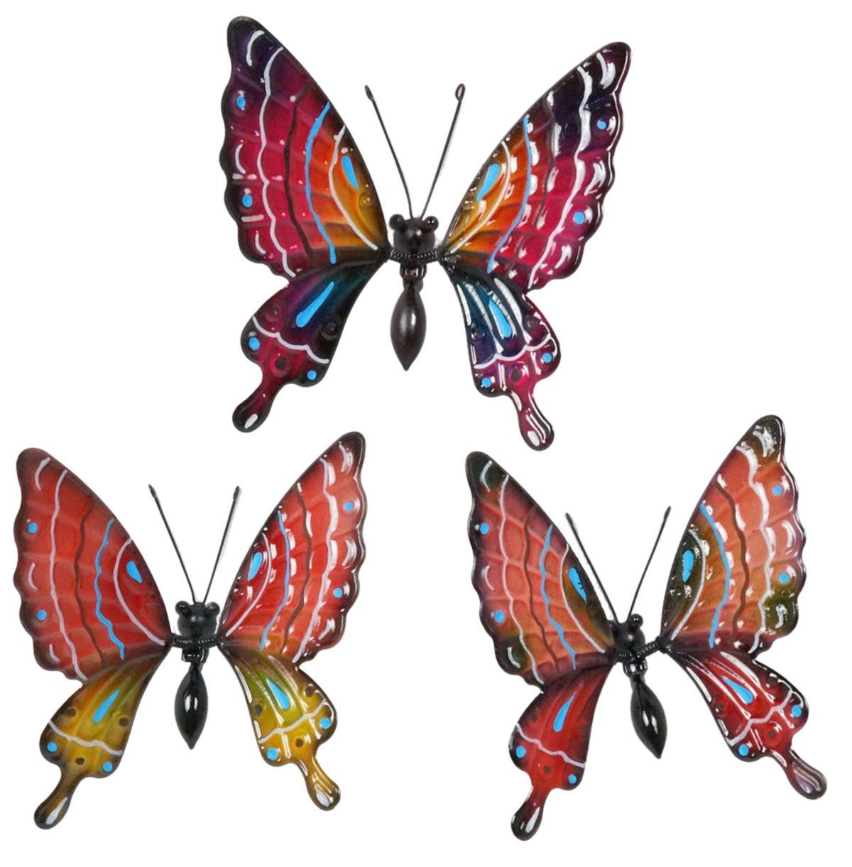 3er farbenfrohe Gartenursel Gartenstecker Schmetterlinge Apollo (3-St) Gartenstecker