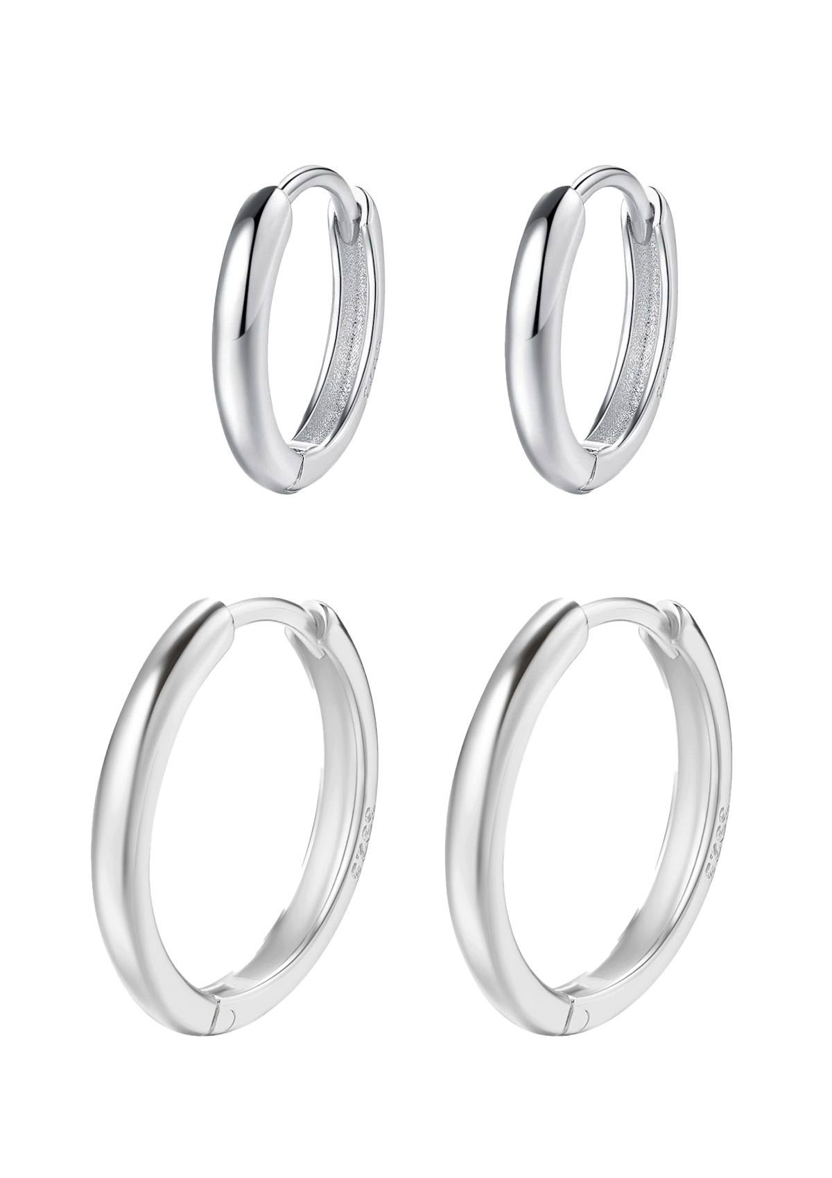 Hey Happiness Creolen-Set Layer Klassisch & Schlicht, Basic Silber Ohrringe günstig online kaufen