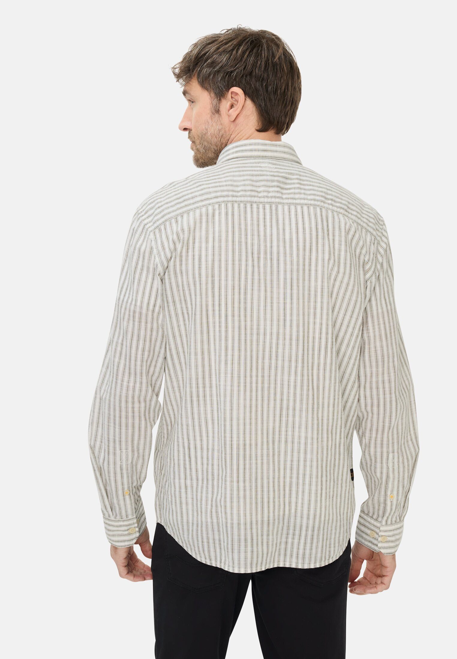 camel active Langarmhemd Langarmhemd mit Button-Down-Kragen Langarm Button-Down