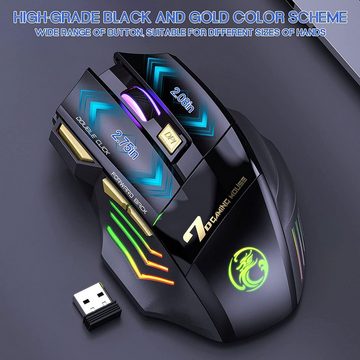 Welikera Gaming Maus,mit 2.4G USB-Empfänger,3 einstellbare DPI,7 Tasten Mäuse