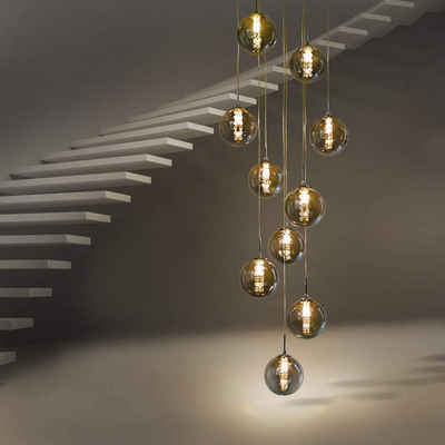 ZMH Pendelleuchte »LED Pendellampe Höhenverstellbar Kronleuchter Hängeleuchte aus Glas Küchen Wohnzimmerlampe«, 10 Flammig