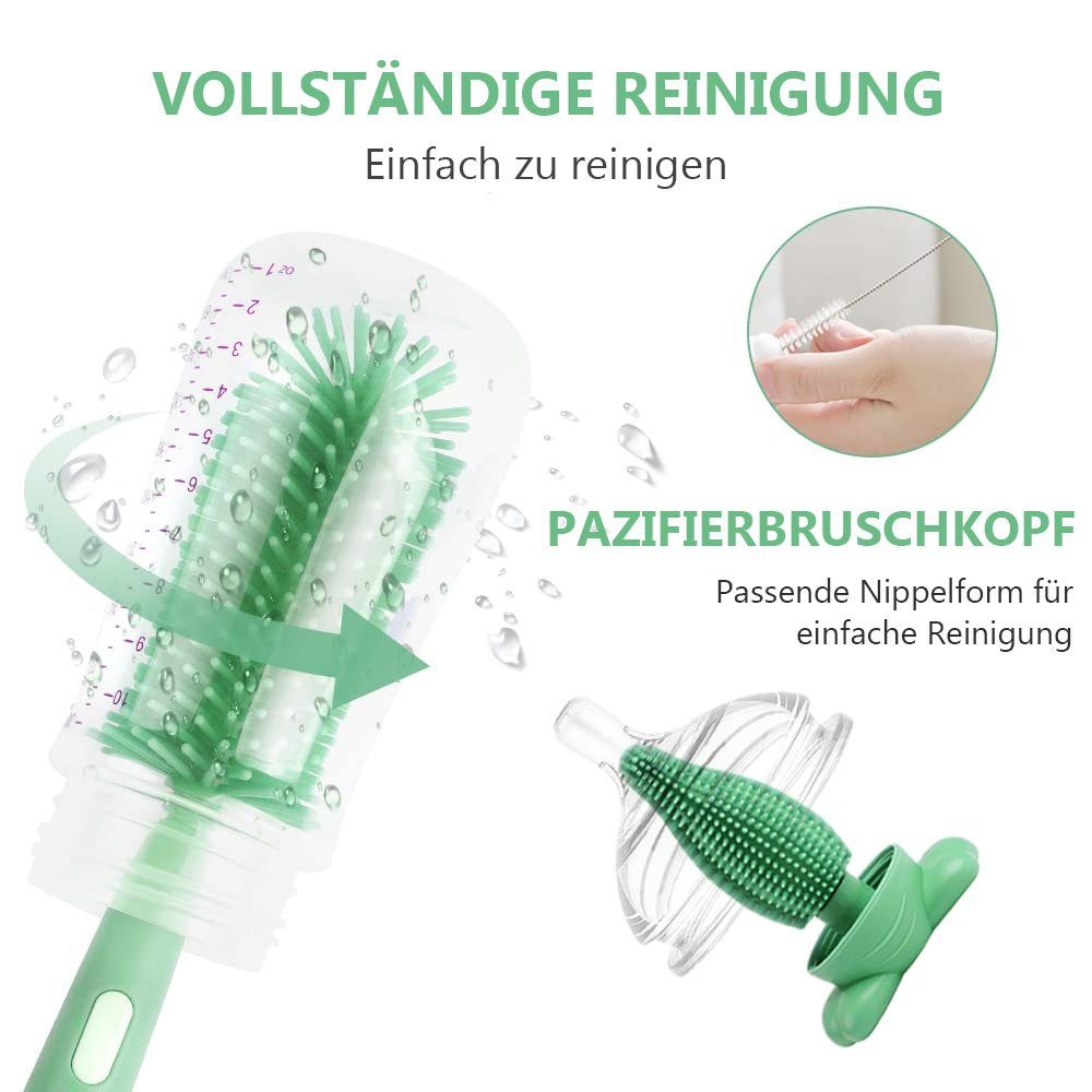 Aufbewahrungsständer Reinigungsbürsten-Set Grün TUABUR Babyflaschenbürsten-Set mit