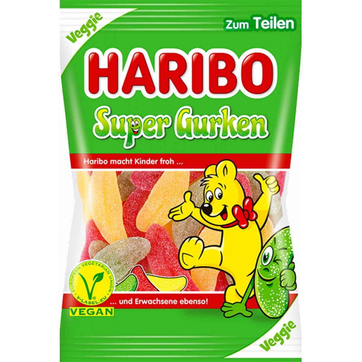 HARIBO Süßigkeit, Haribo Super Gurken veggie Fruchtgummi Gurken mehrfach sortiert 175g